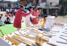 Hindu Awareness ; पाळधीत हिंदू जनजागृती समितीतर्फे शौर्य जागरण शस्त्र पूजन