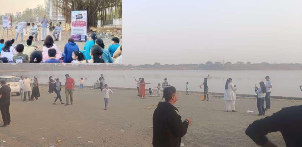 Jalgaon: Parents and children celebrate 'Kite Festival' at Mehrun Lake