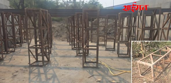 Muktainagar : उड्डाणपुलासाठी साठवलेला माल चोरीला चोरट्यांचा वाहनातून पलायनाचा संशय Muktainagar: Goods stored for the airport bridge stolen; Thieves suspected of fleeing in a vehicle