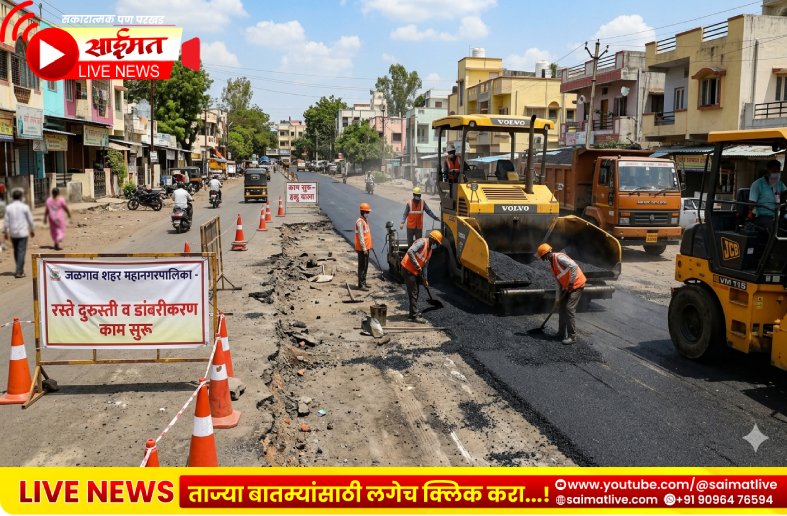 Jalgaon : जळगाव शहरात खड्डेमय रस्त्यांना दिलासा दुरुस्ती मोहीम सुरू