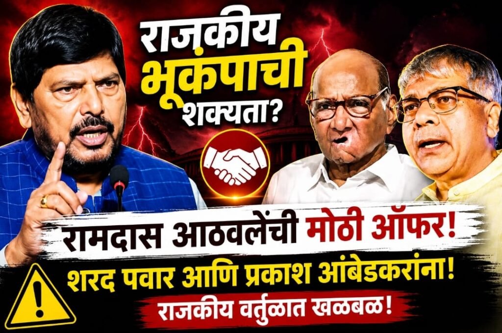 राजकीय भूकंपाची शक्यता? रामदास आठवलेंची शरद पवार आणि प्रकाश आंबेडकरांना मोठी ऑफर; राजकीय वर्तुळात खळबळ!